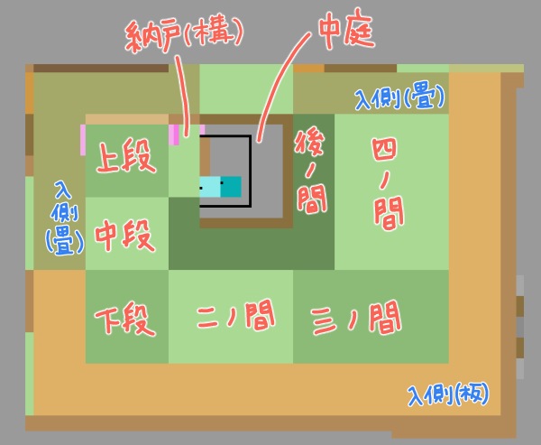 大広間の間取り図